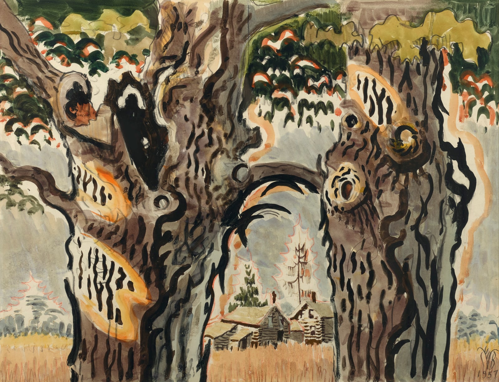 Charles Burchfield, Ancient Maples in August, 1957