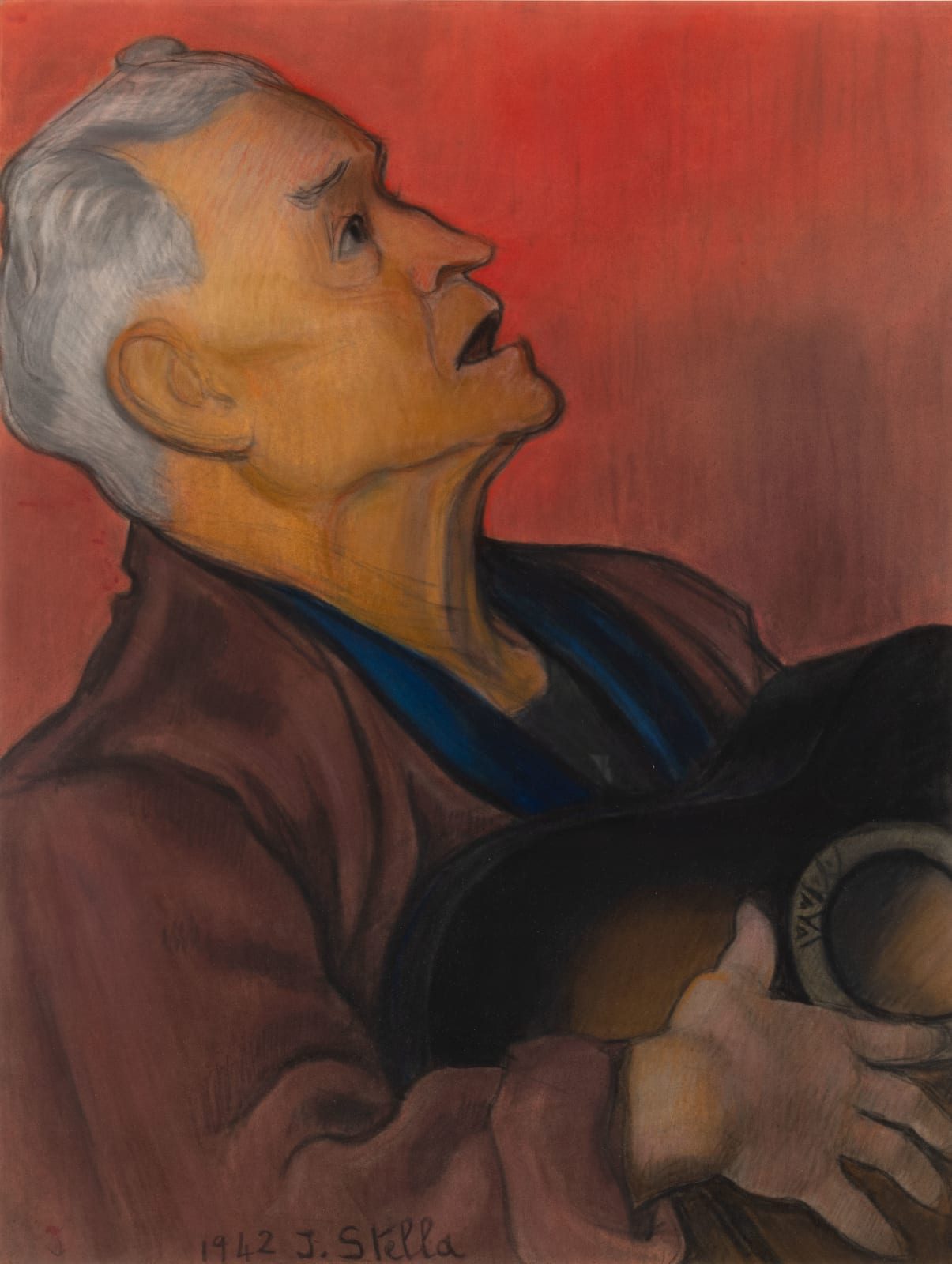 Joseph Stella, Man Singing and Playing the Mandolin, c. 1942