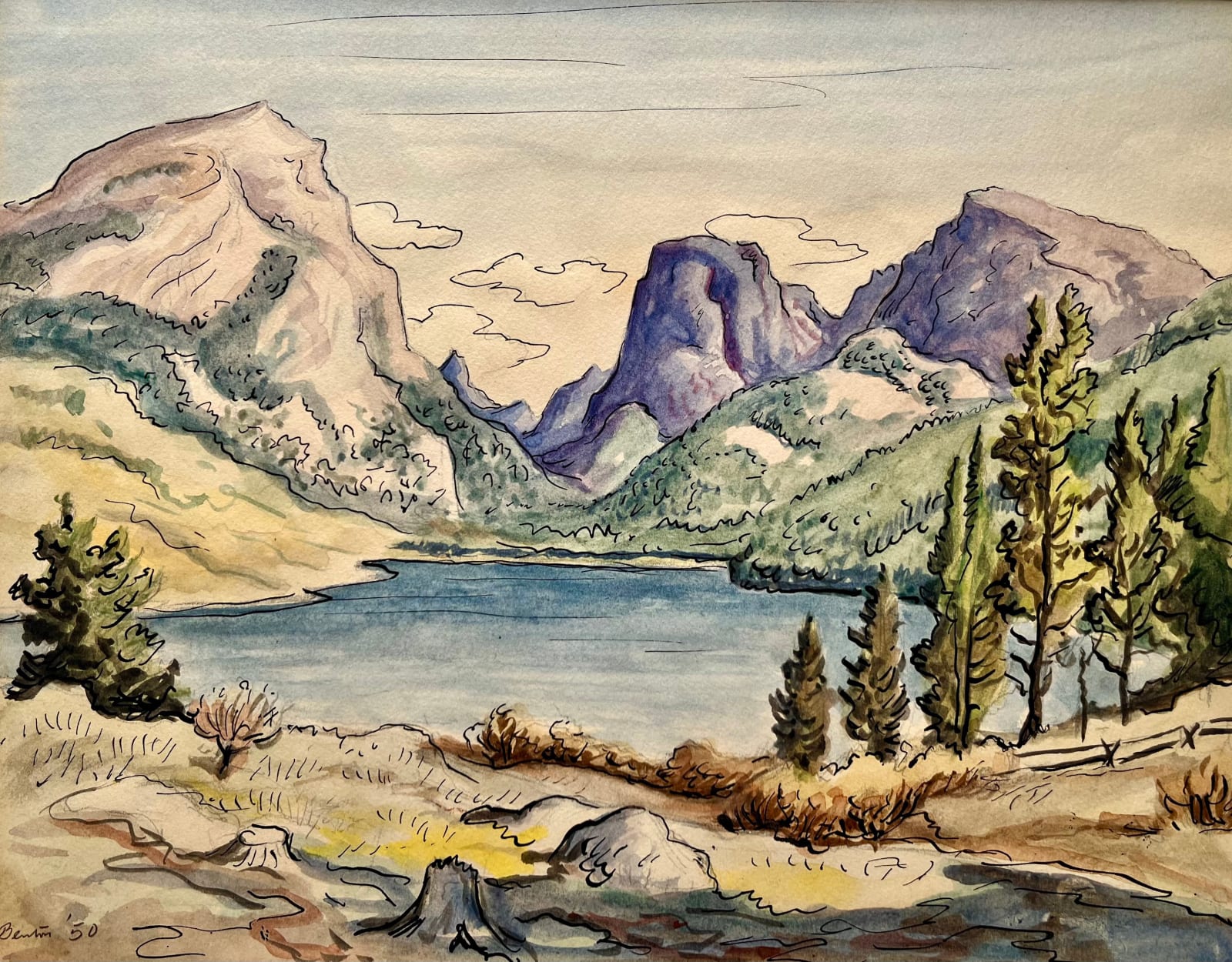 Thomas Hart Benton, Lake in the Mountains, 1950