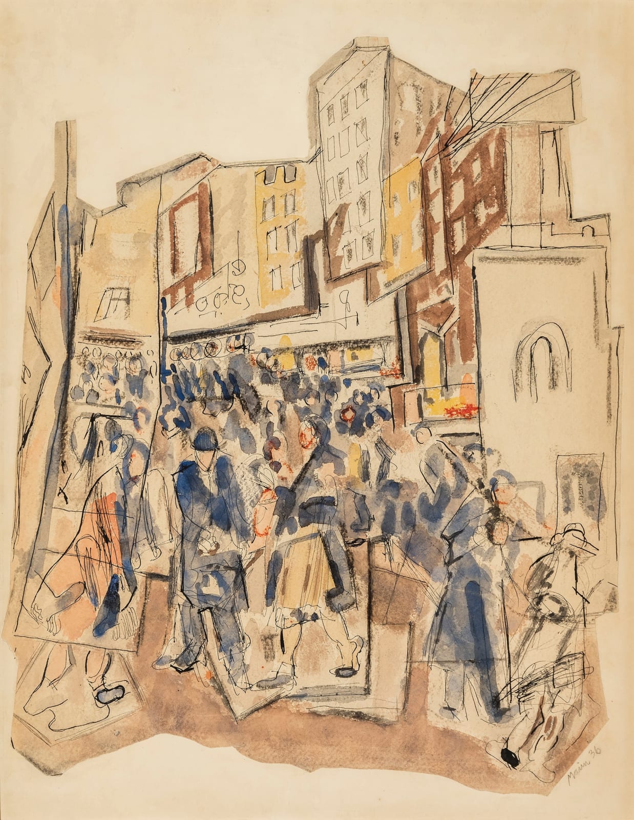 John Marin, Street Movement, Nassau Street No. 1, 1936