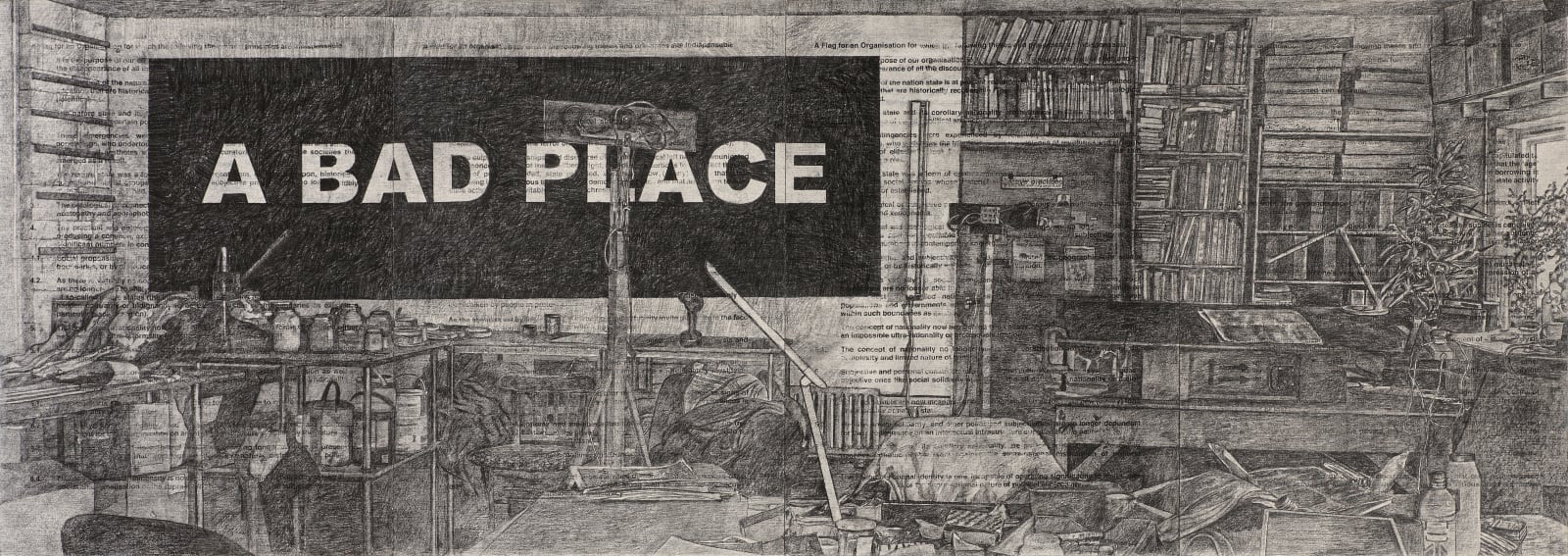 Art & Language, A Bad Place; The South Side of the Studio Interior, 2022