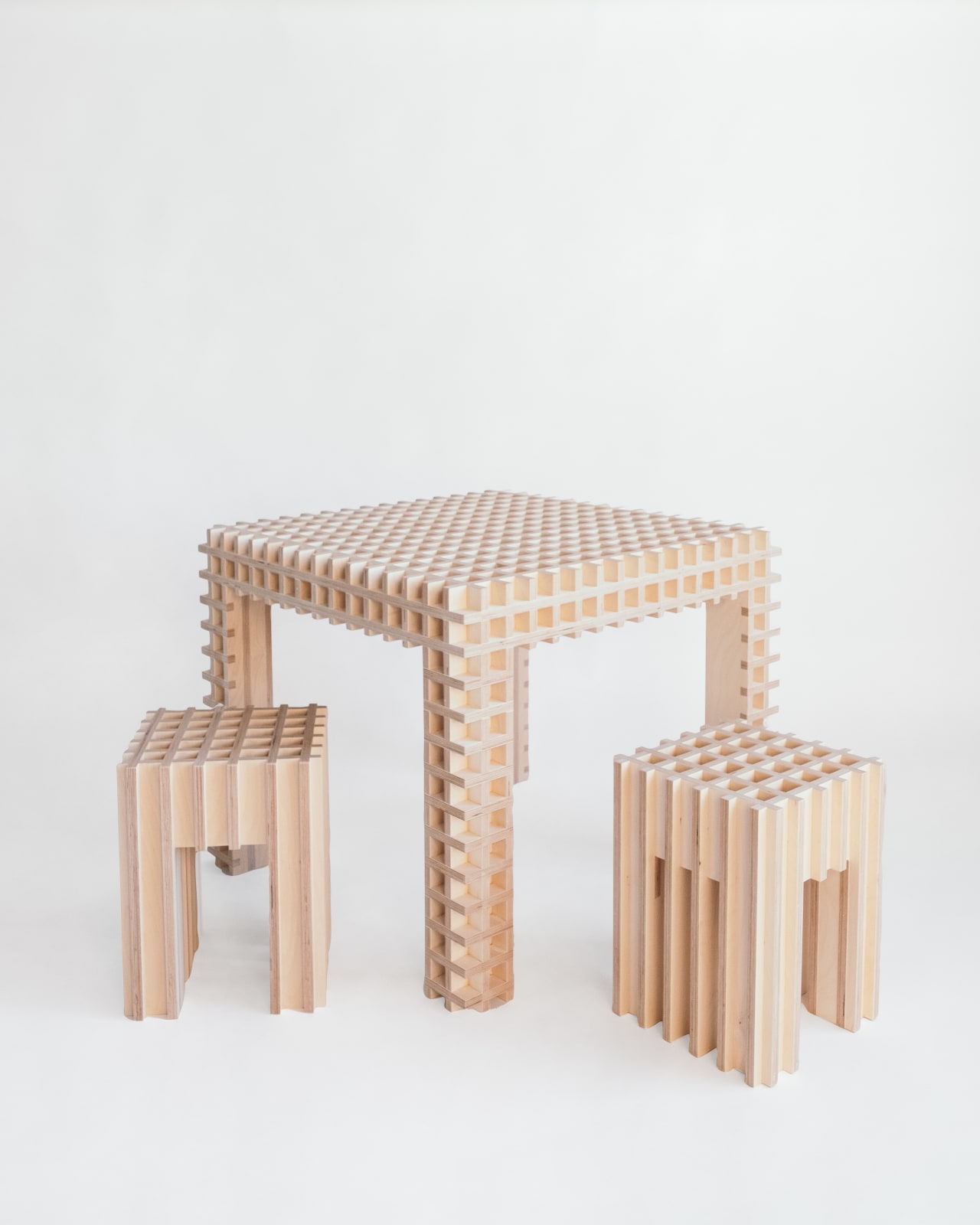 Yvonne Mouser, Colony of Trees (table and two stools), 2026