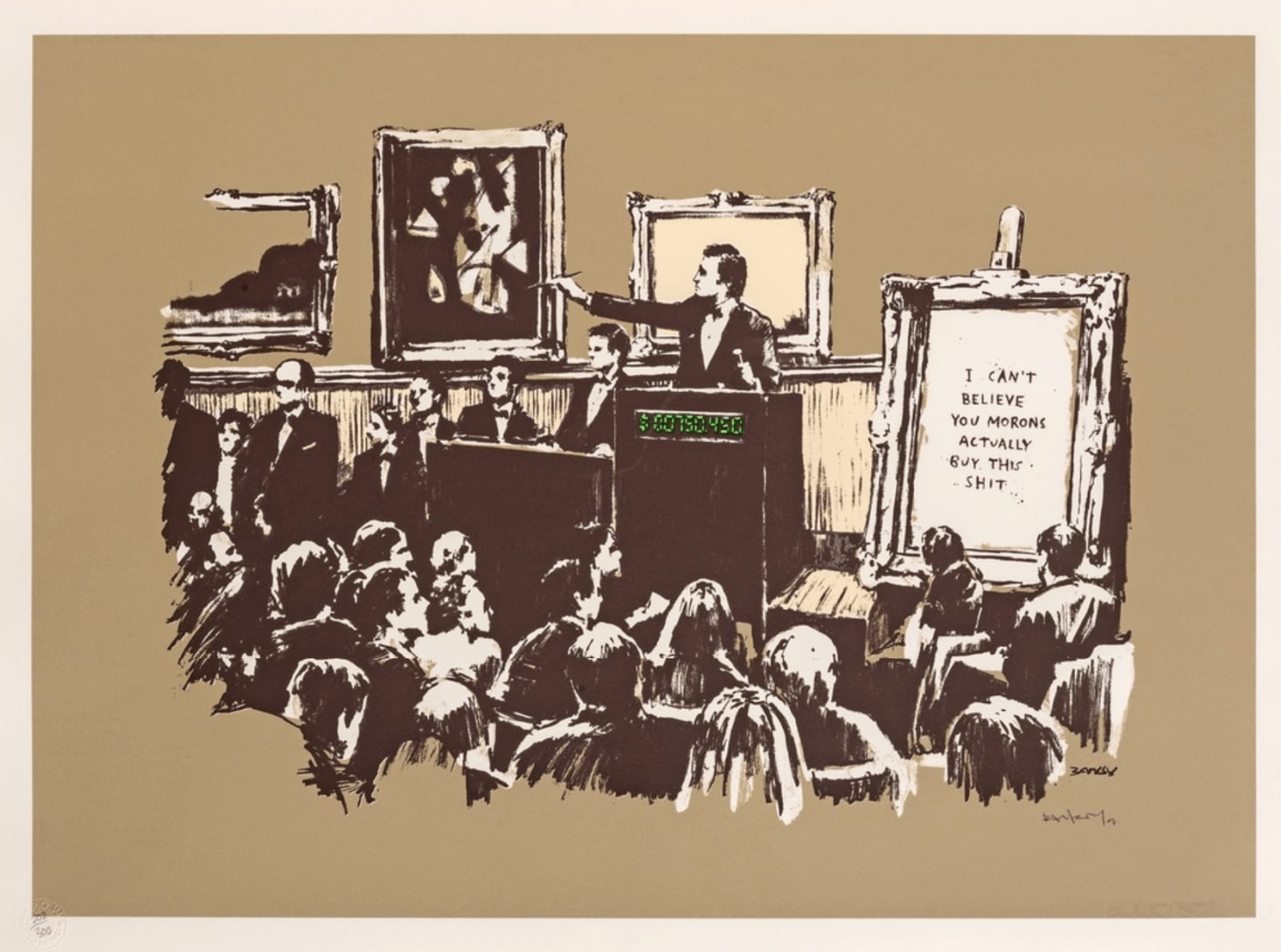 Banksy, Morons (Sepia), 2007