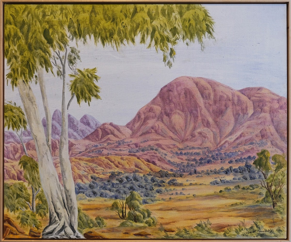 Kumantji (Hubert) Pareroultja, Ghost Gum and Distant Ranges 2023 code 5012023