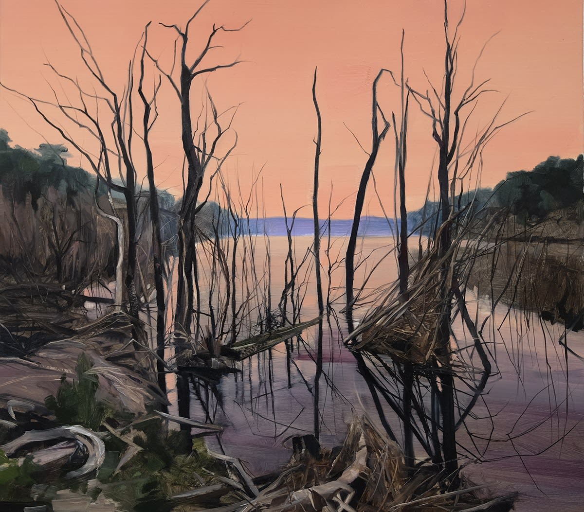 Nicholas Blowers, Study for tailings pond at first light, 2024