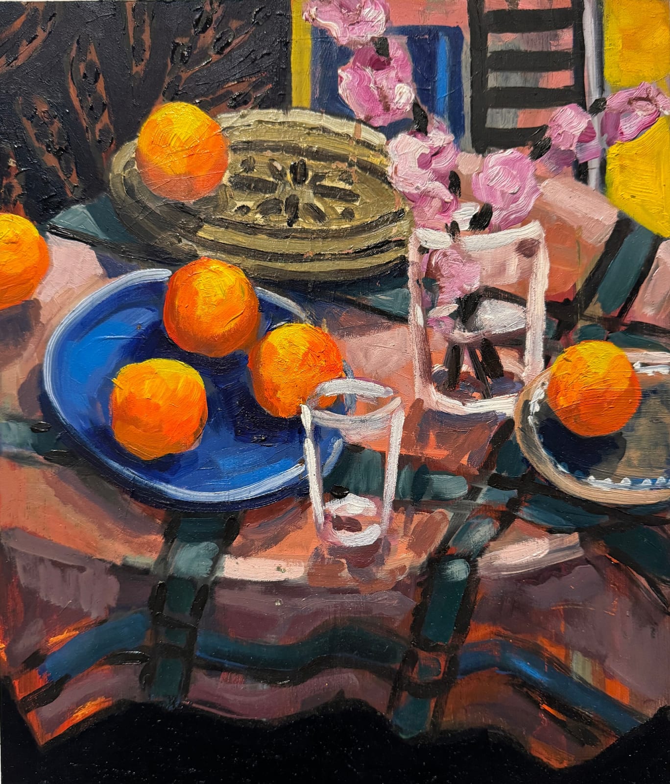 Kate Nielsen, Cherry blossom with oranges (study), 2024