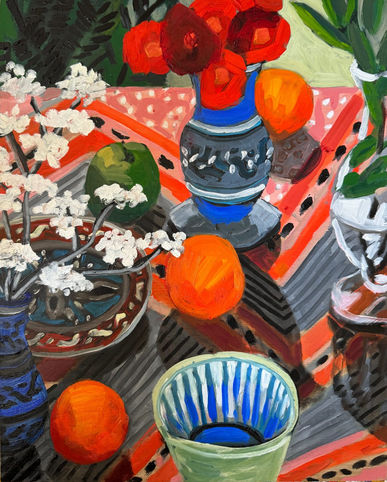 Kate Nielsen, Still life with striped bowl, 2023