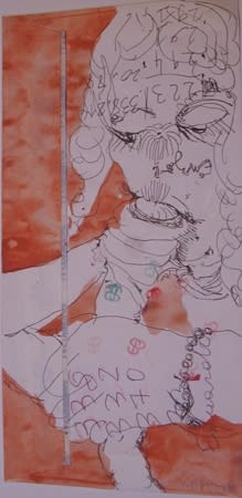 Sébastien Pignon Série des dessins-enveloppes crayon, feutre, aquarelle et encre sur papier 22 x 11 cm