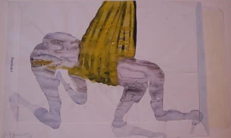 Sébastien Pignon Série des dessins enveloppes crayon, feutre, aquarelle et encre 22.5 x 37 cm 59 by 45 7/8 in.