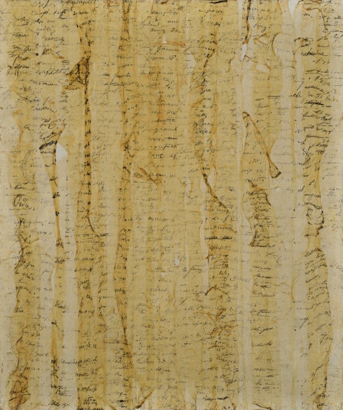 Gil Joseph Wolman Sans titre (Ecritures) art scotch sur toile 55 x 46 cm