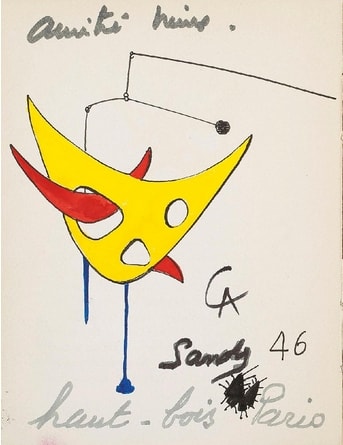 Alexander Calder Composition (FAUX) gouache et encre sur papier 15,5 x 11,5 cm