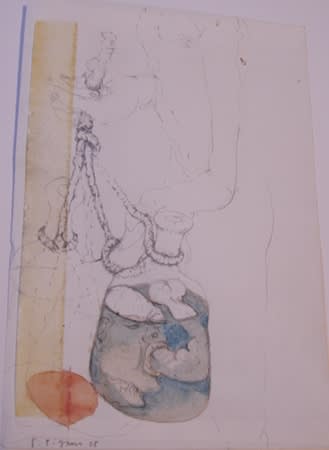 Sébastien Pignon Série des dessins-enveloppes crayon, feutre, aquarelle et encre sur papier 17,2 x 11,6 cm