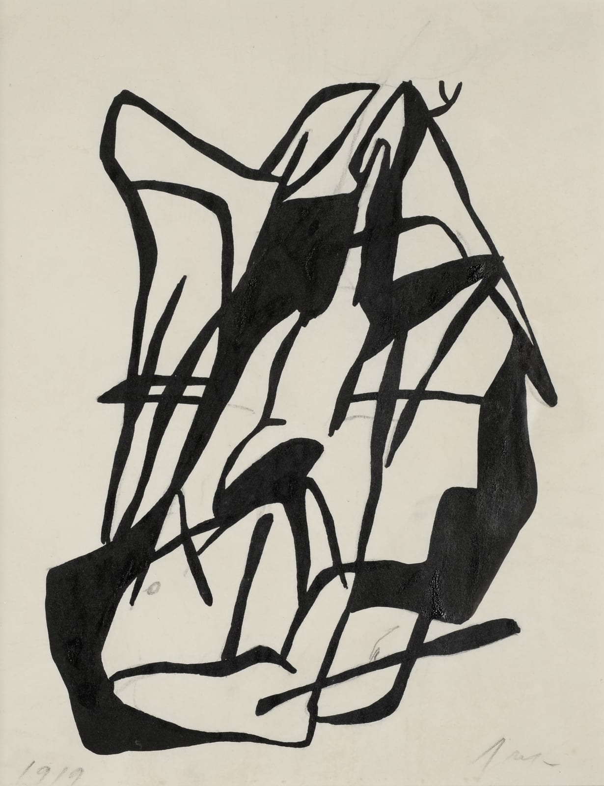 Jean Arp Composition Dada dessin à l'encre sur papier 27,5 x 21,5 cm (disponible) 27,5 x 21,5 cm (available)