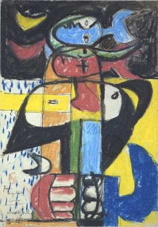 Charles-Edouard Le Corbusier Taureau pastel, stylo bille, gouache et mine de plomb sur papier 32,8 x 22,8 cm