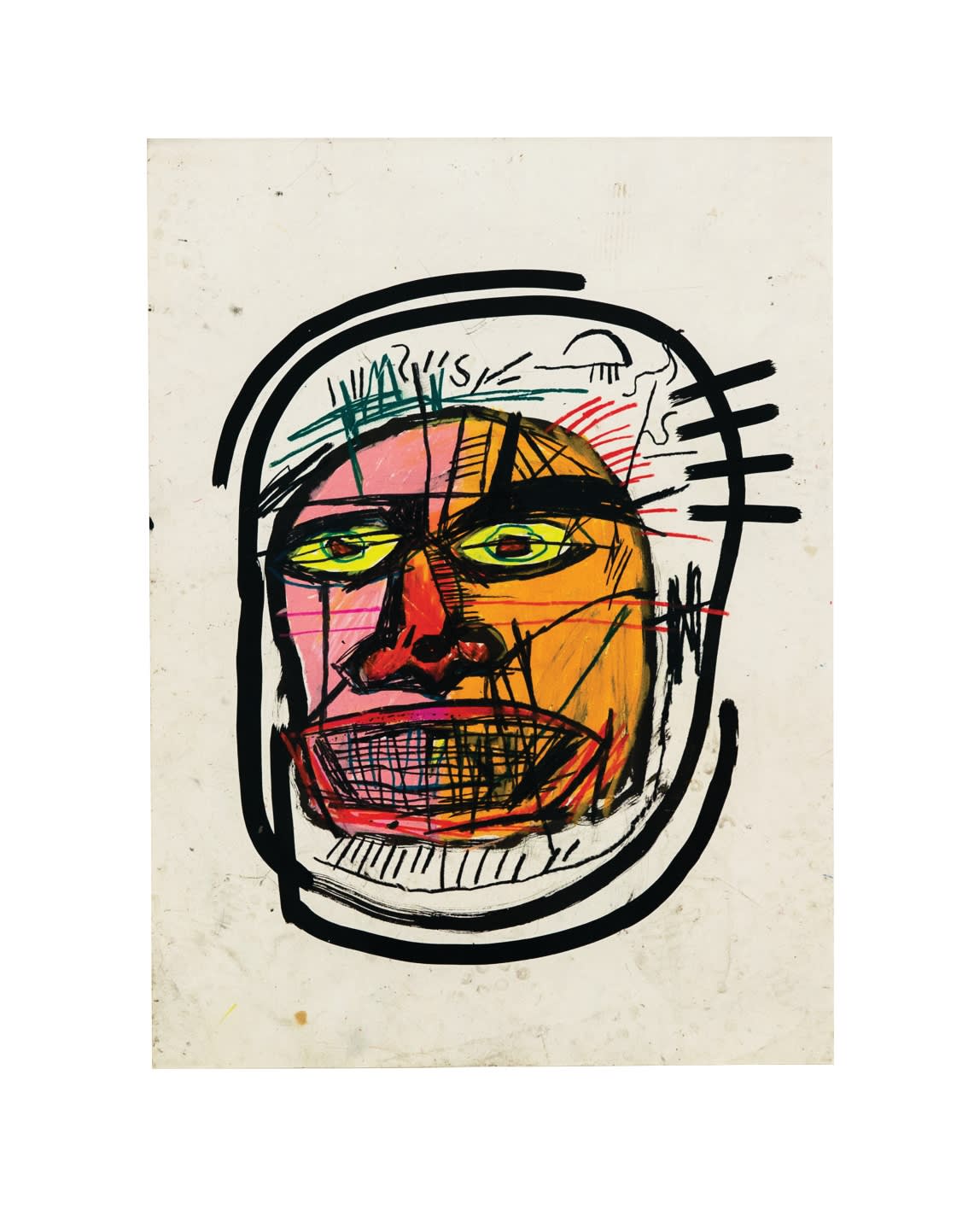 Jean-Michel Basquiat Untitled (Head) Encre et pastel gras sur papier 76,2 x 55,9 cm 30 x 22 1/8 in