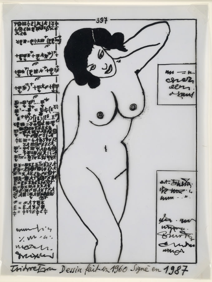 Isidore Isou Initiation à la haute volupté 397 encre de Chine sur papier calque 17,8 x 13,7 cm