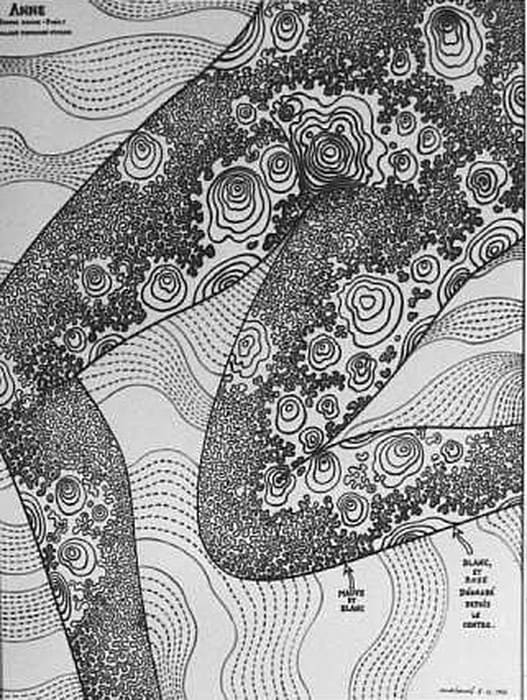 Robert Malaval Collant tatouage mousse dessin à l'encre de chine 64 x 50 cm