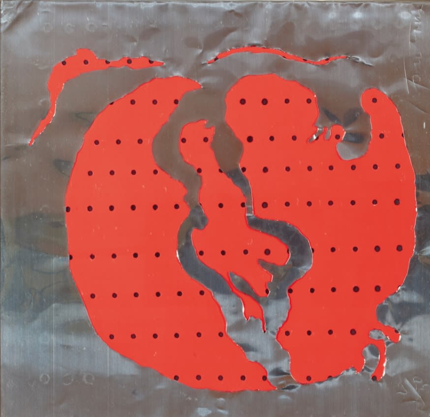Lucio Fontana Quattro Oggetti Quatre sérigraphies en couleurs sur cartons percés de trous et découpages de feuilles d'aluminium 49,5 x 49 cm 19½ x 19¼ in.