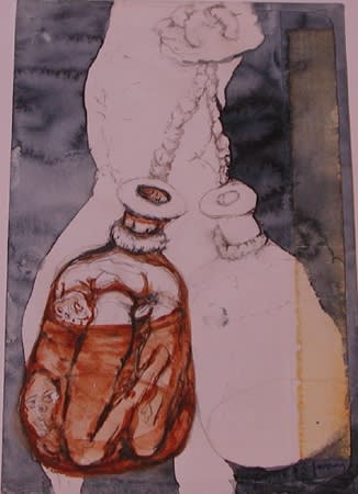 Sébastien Pignon Série des dessins enveloppes crayon, feutre, aquarelle et encre 22.5 x 37 cm 61 3/8 by 47 5/8 in.