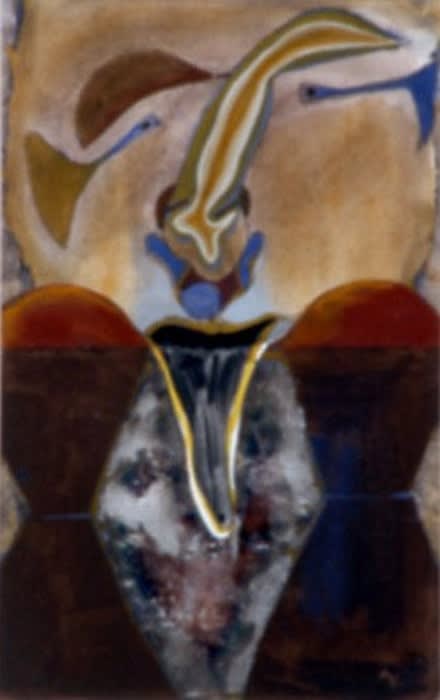 Francis Toledo Autoportrait gouache, aquarelle et papier d'argent 20,5 x 13,5 cm (disponible) 20,5 x 13,5 cm (available)