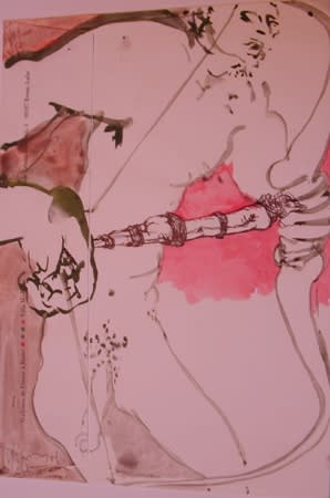 Sébastien Pignon Sans titre aquarelle 22 1/2 by 30 3/8 in.