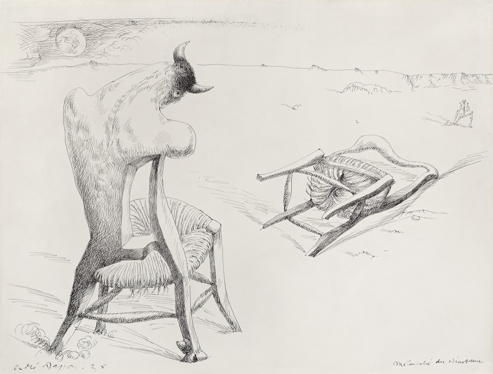 André Masson Mélancolie du Minotaure dessin à la plume et encre sur papier 50,5 x 65,8 cm (disponible) 49 x 64 cm (available)