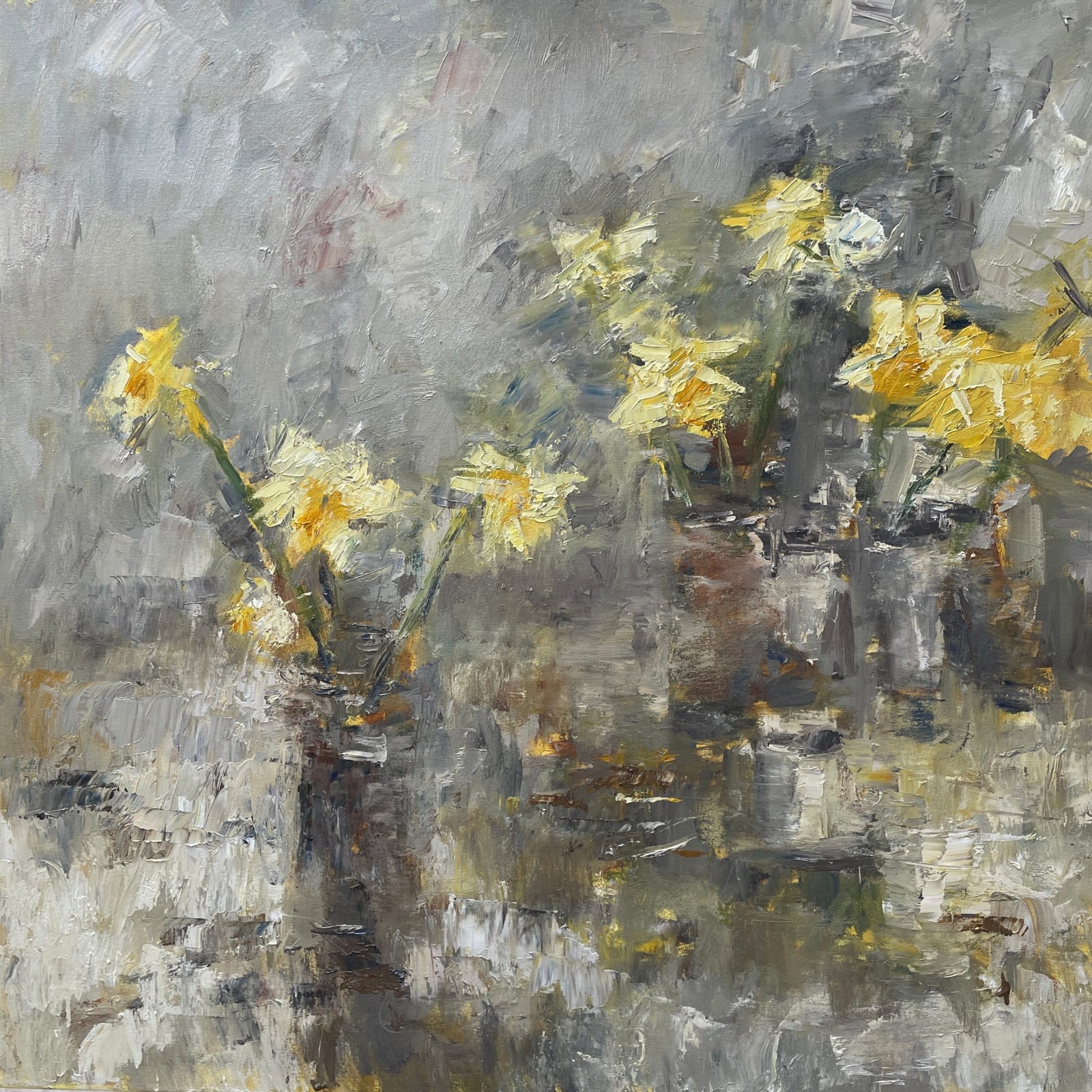 Judy Buxton, Narcissi on Grey II, 2025