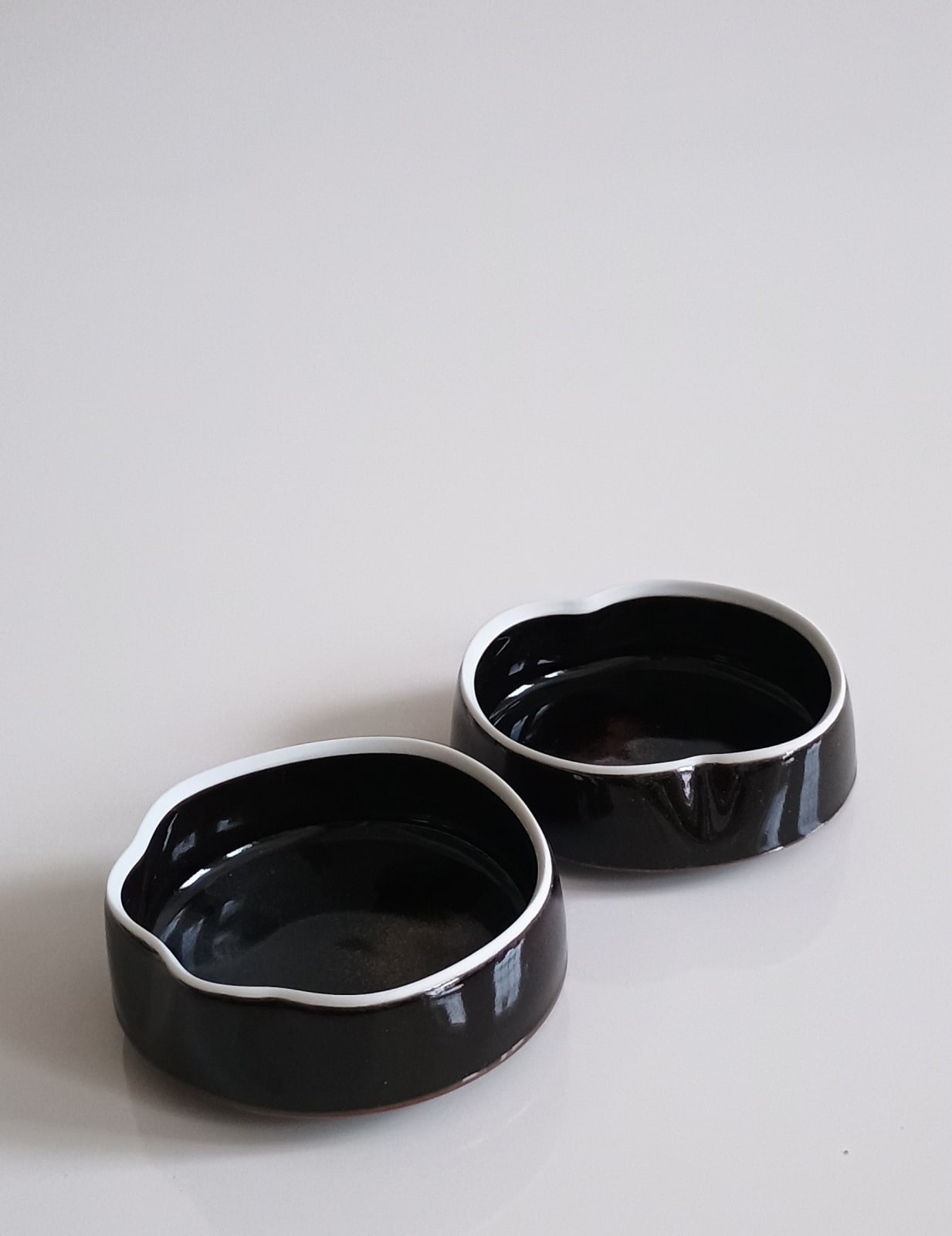 Chris Keenan, Tenmoku 'Cloud' Dishes with Red Dots, 2025