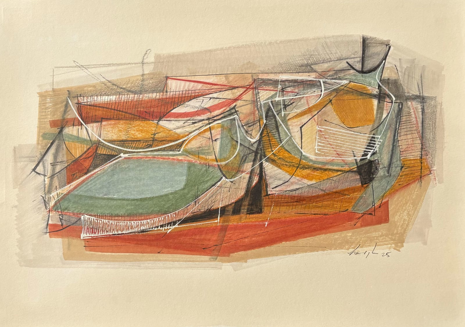 Leigh Davis, Reclining Figure on Chair with Red Blanket, 2025