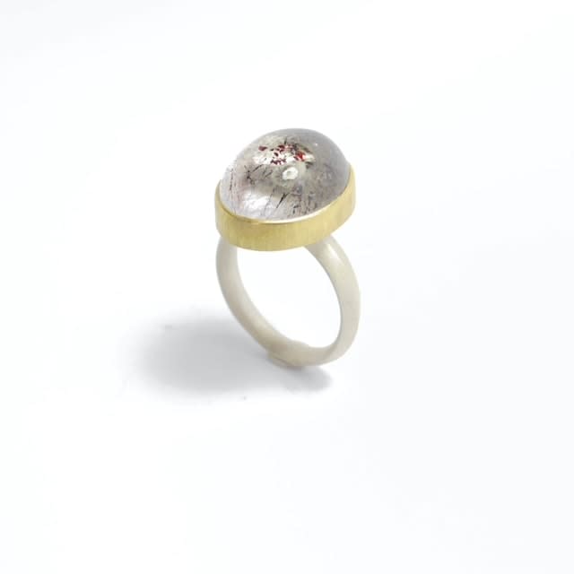 Sam Photic, Ring 18ct Gold, Silver and Quartz with Hematite
