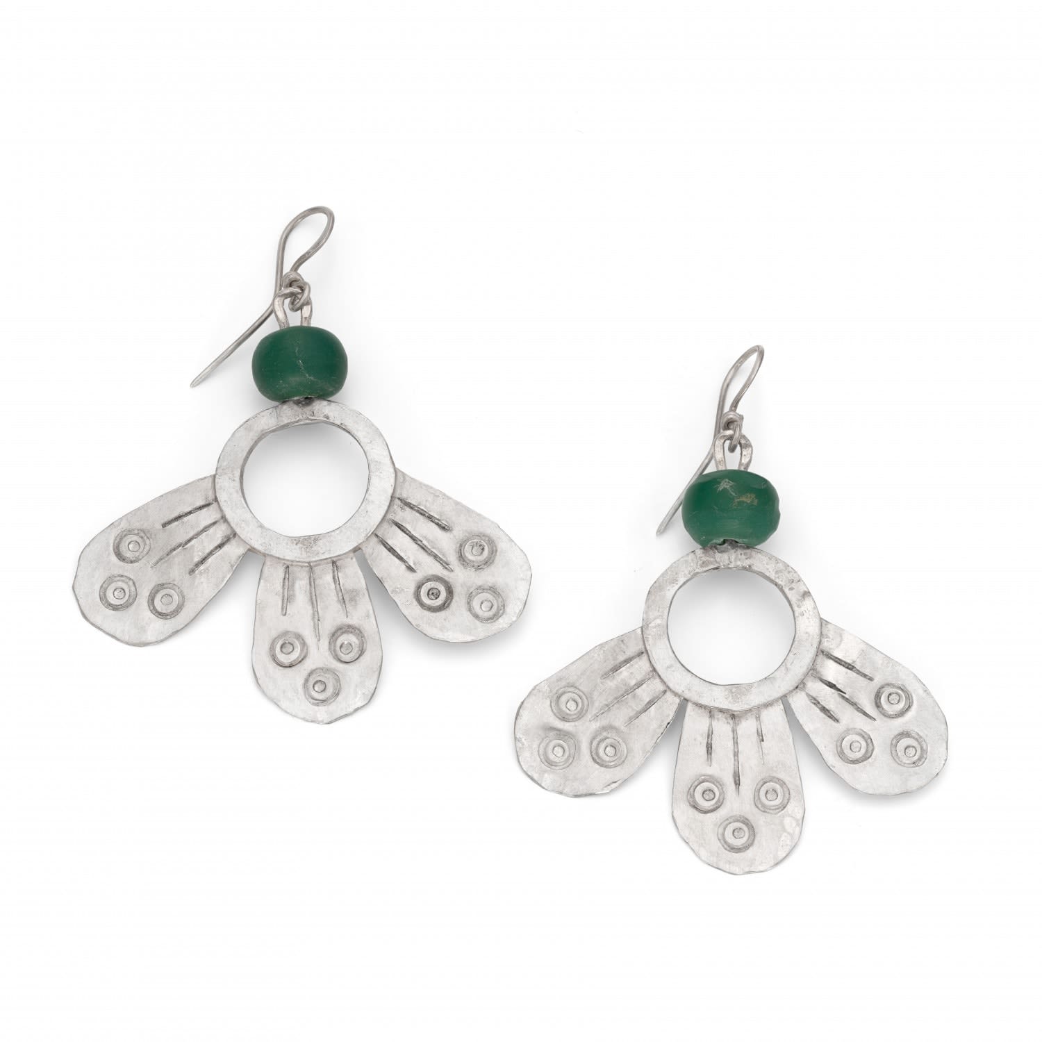 Guy Royle, Earrings - Silver and Green Agate, 2021