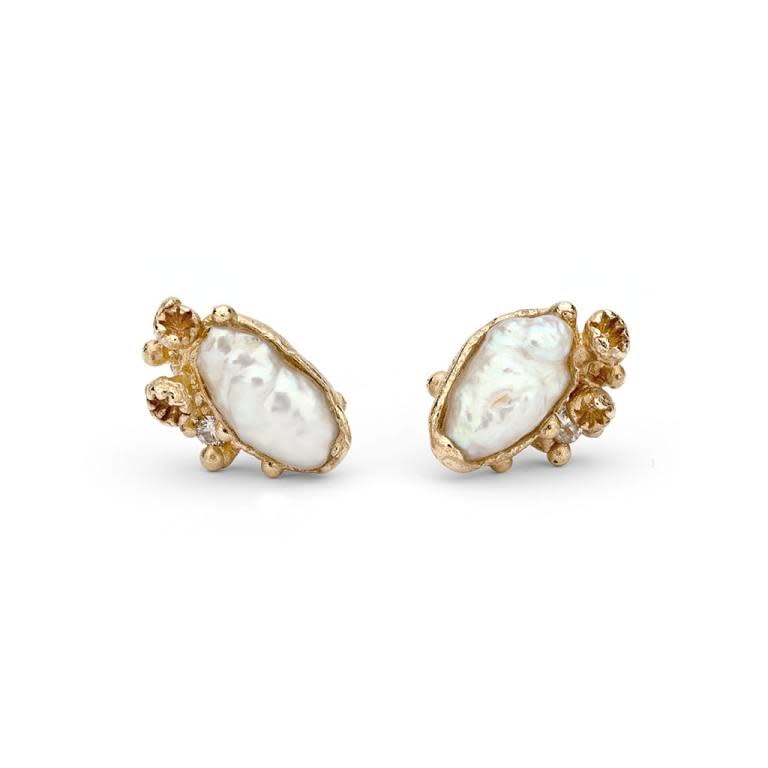 Ruth Tomlinson, Rice Pearl Encrusted Studs with Barnacles, 2025