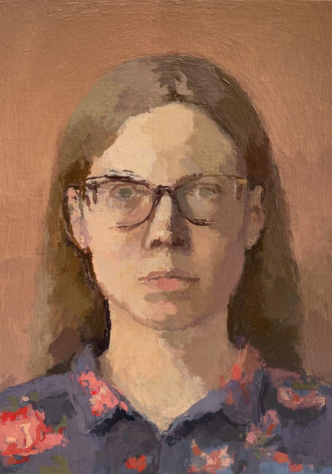 Anne Waller, Self Portrait with Patterned Shirt