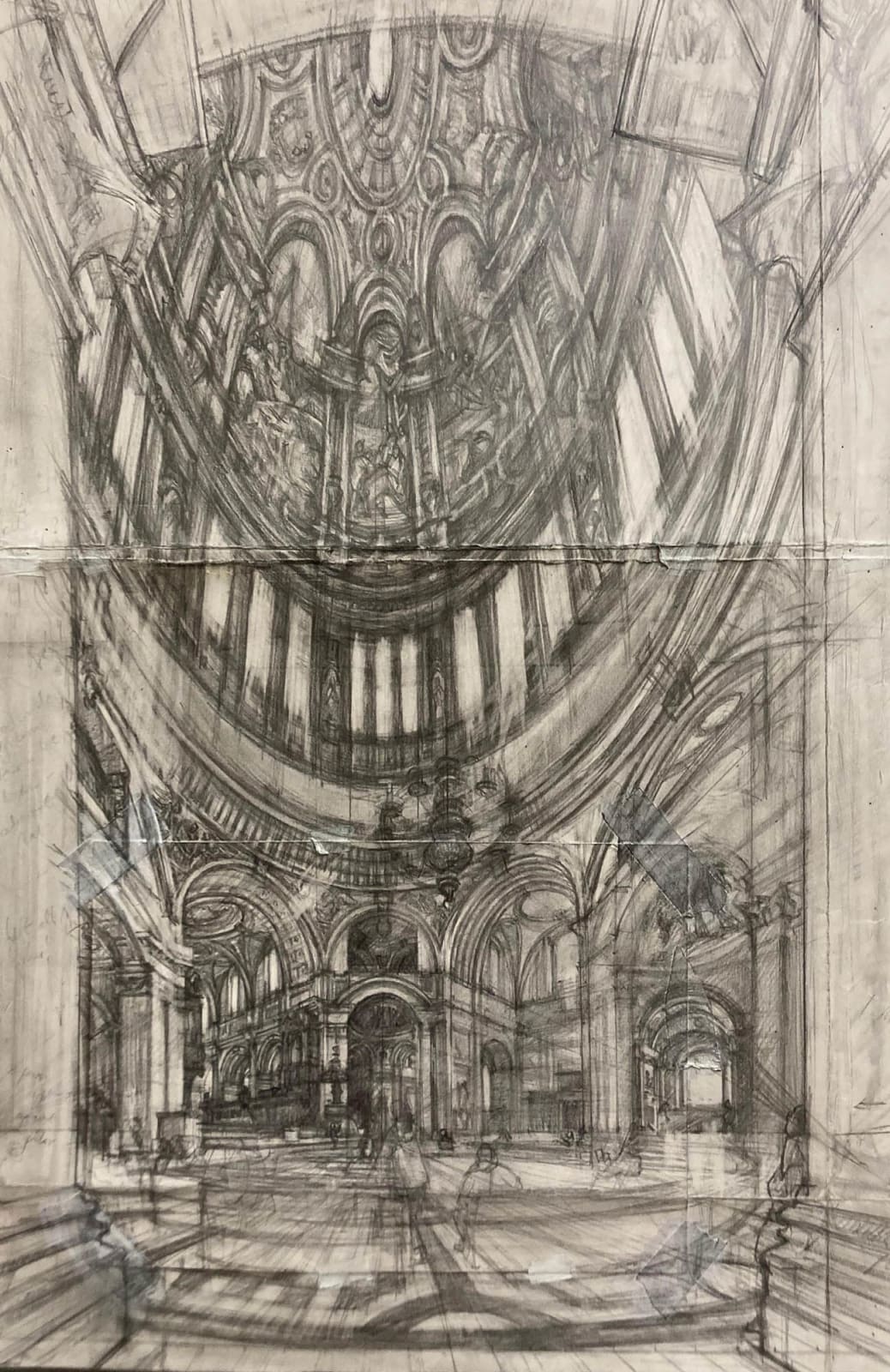 T.F. Ashley, St Paul's Cathedral Dome: Working Perspective Drawing
