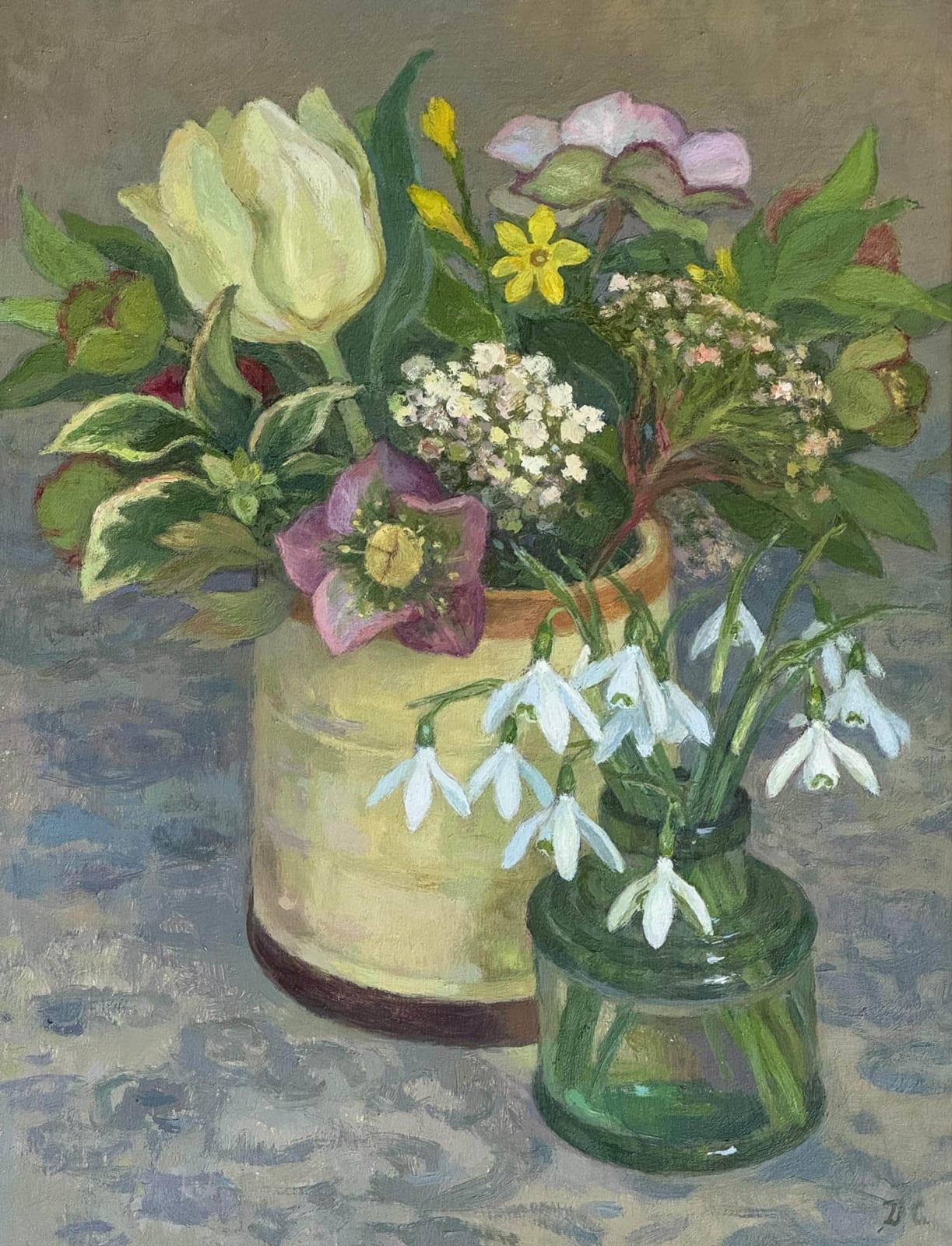 Diana Calvert, White Tulip with Snowdrops