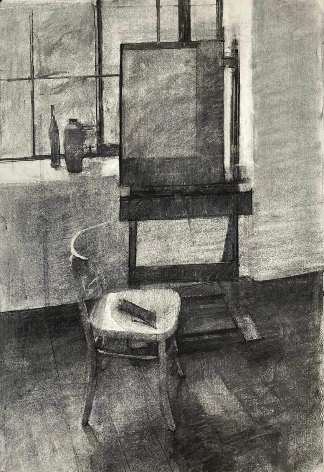 Jason Line, Studio Interior with Easel and Chair