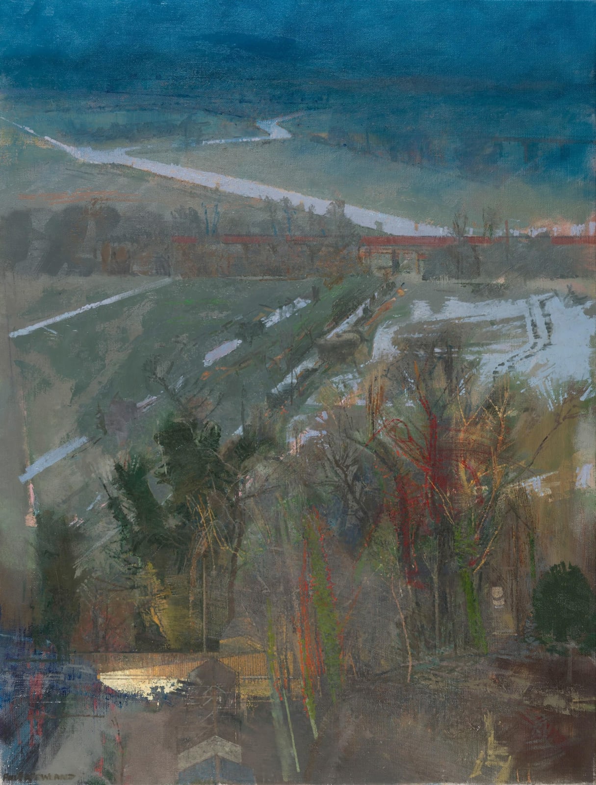 Paul Newland, Looking Down; Flooded Field and River