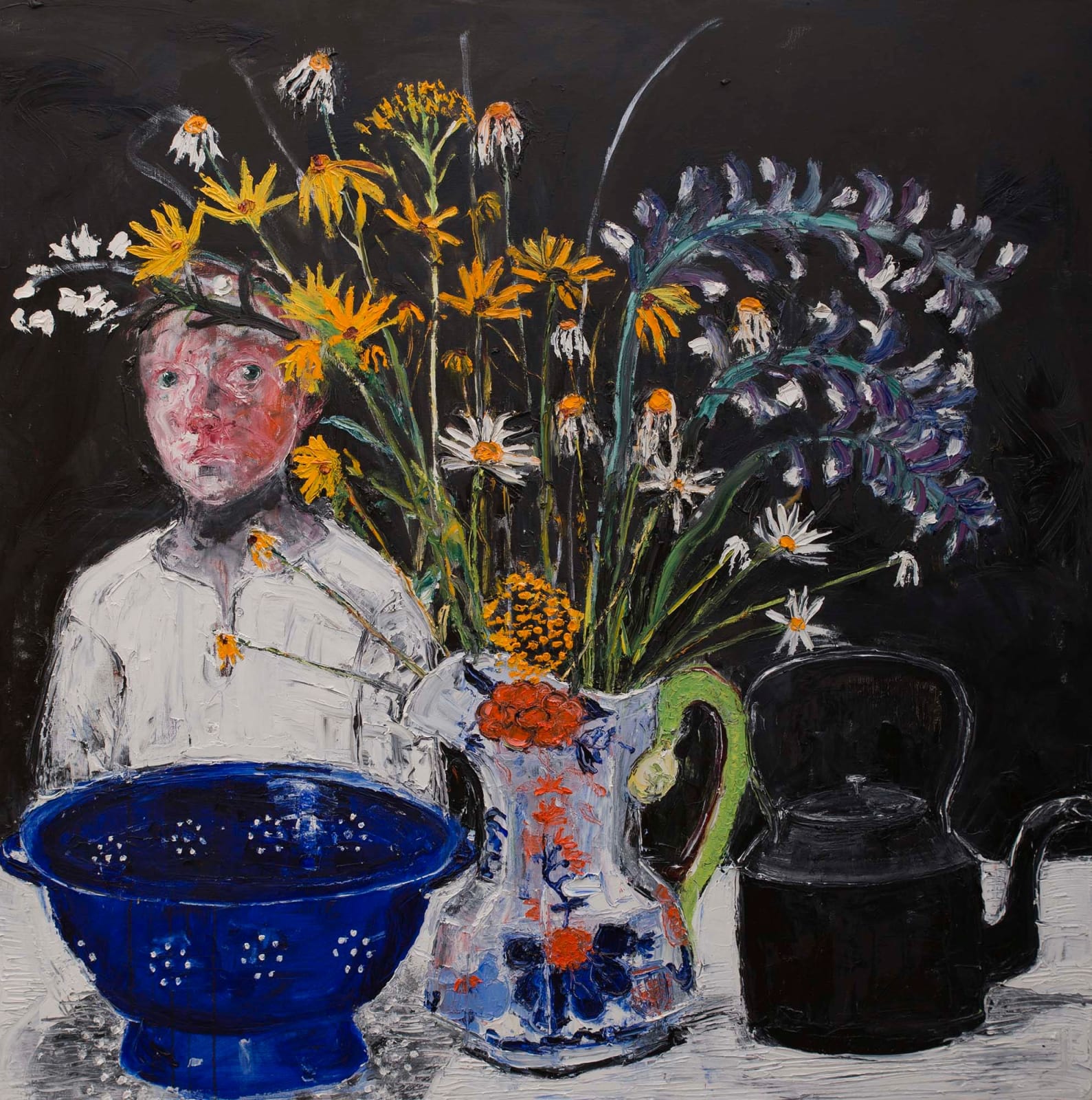 Shani Rhys James, Blue Colander, Gaudy Jug and Welsh Kettle