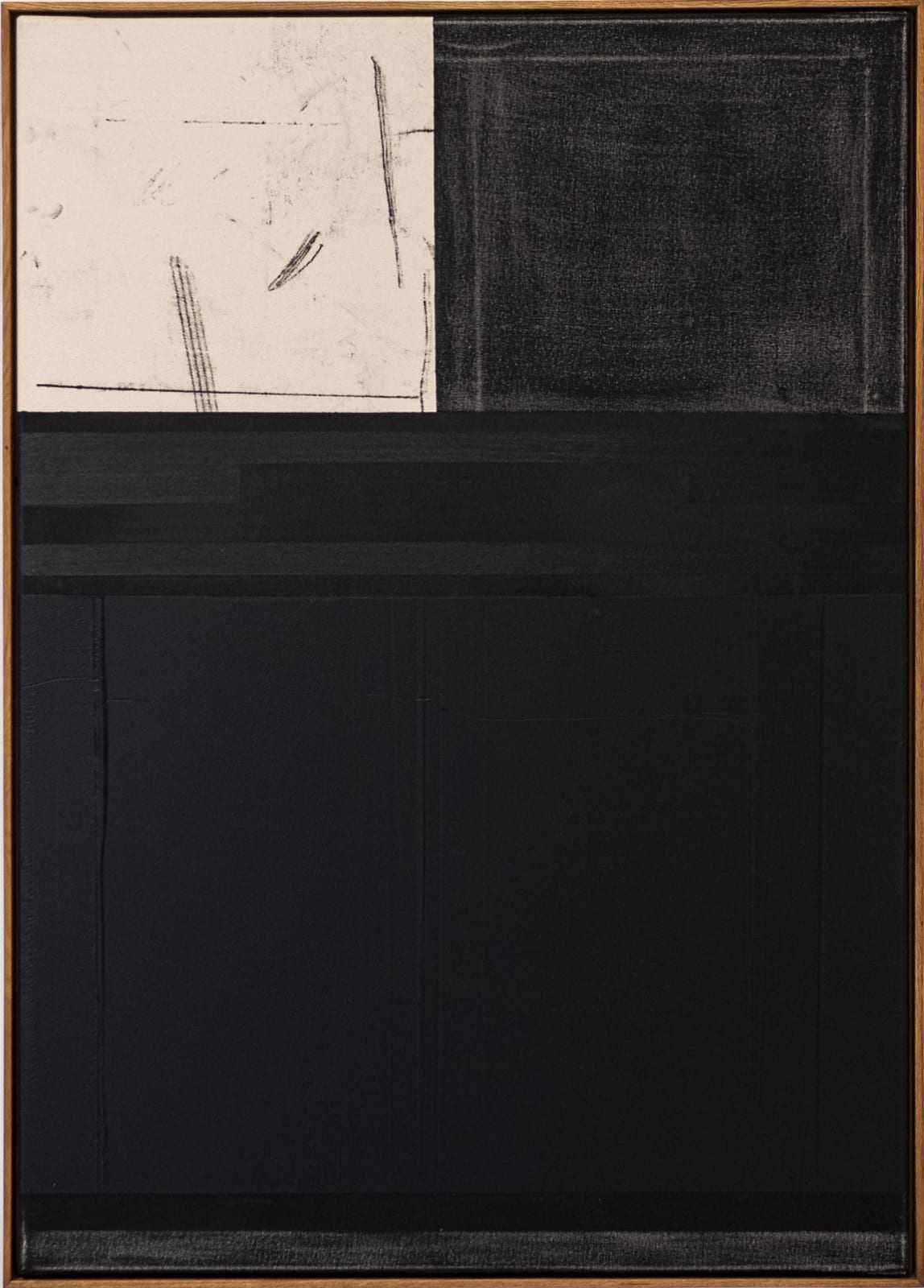 Søren Sejr, Composition black / Open corner top / Sanded acrylics / Oilstick hat / Mat gel, 2022