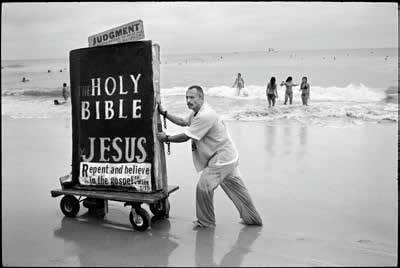 Ed Templeton, Man pushes bible cart HB, 2013, 2019