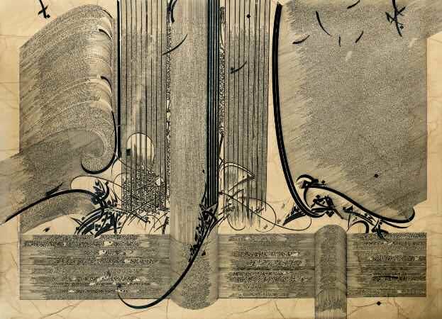 Untitled, Calligrams on parchment paper, 1986–87