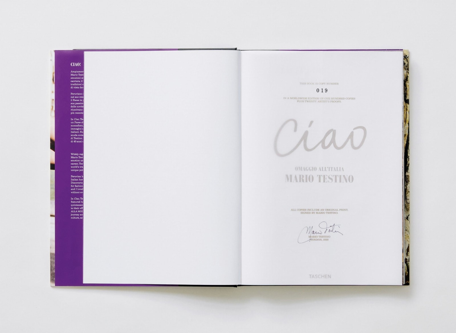 Mario Testino, Ciao, Art Edition No. 1-100 'Amalfi, 2002', 2020