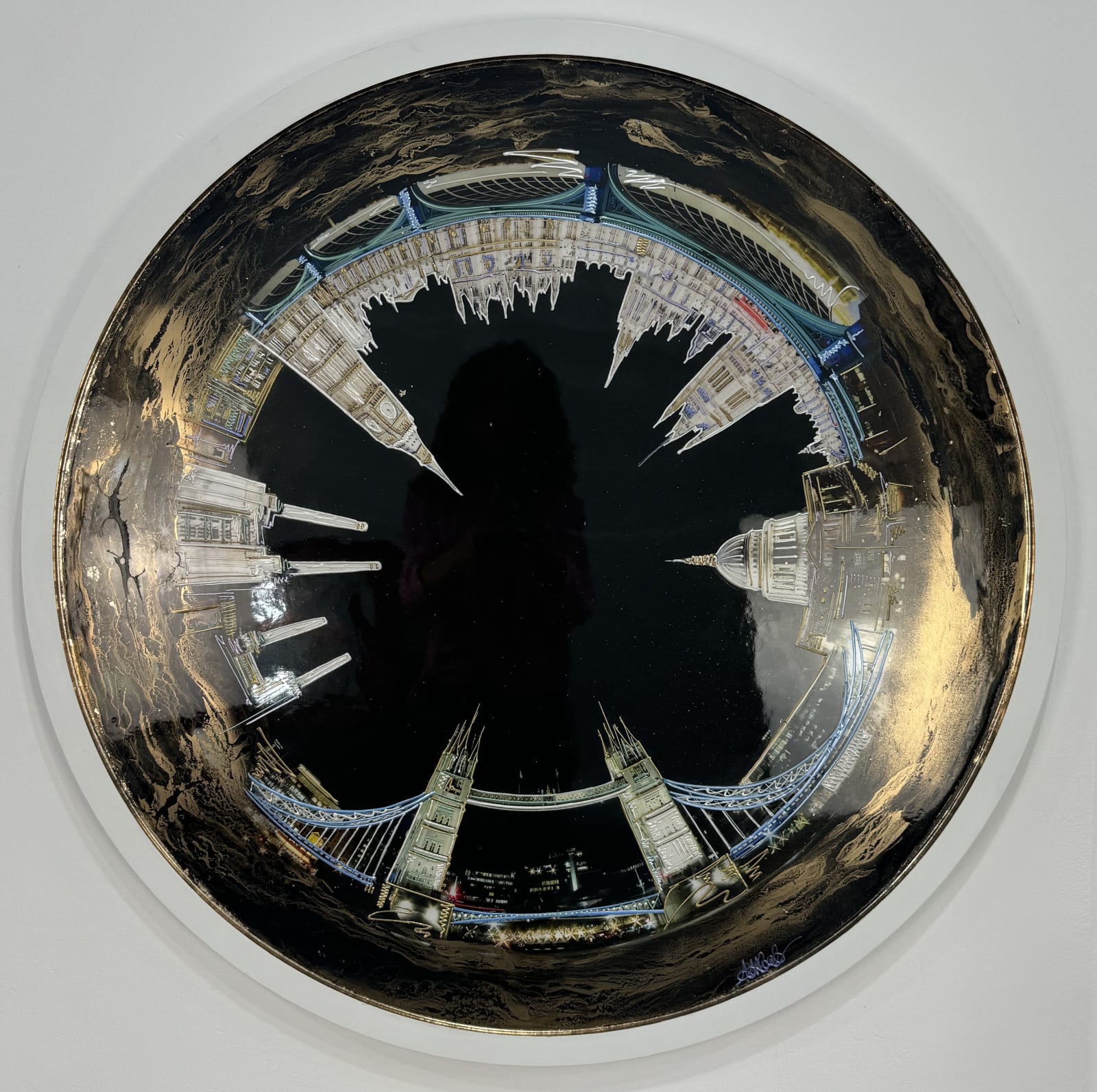 Circular painting with towers of London