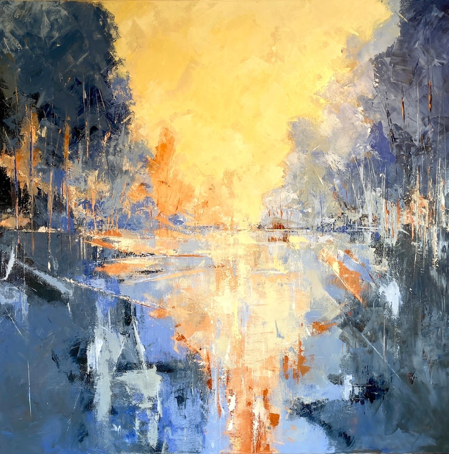 Abstract blues and yellows
