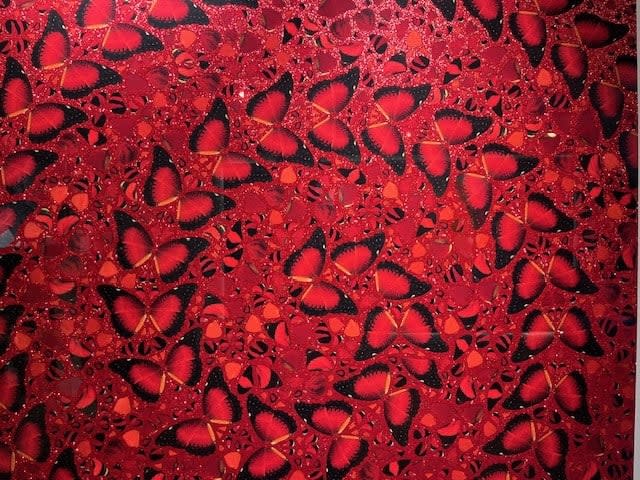 red abstract butterflies