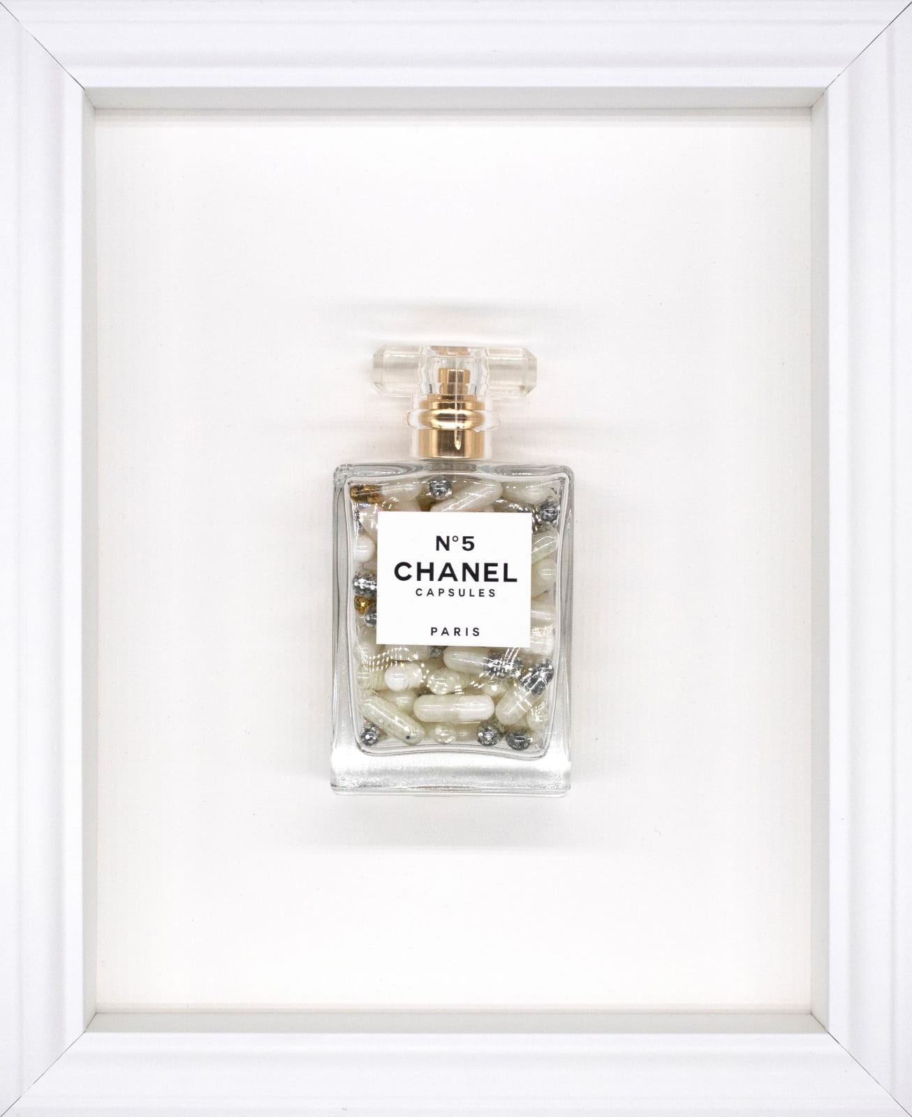 Emma Gibbons, Chanel No.5 Capsules (White, Silver + White), 2022