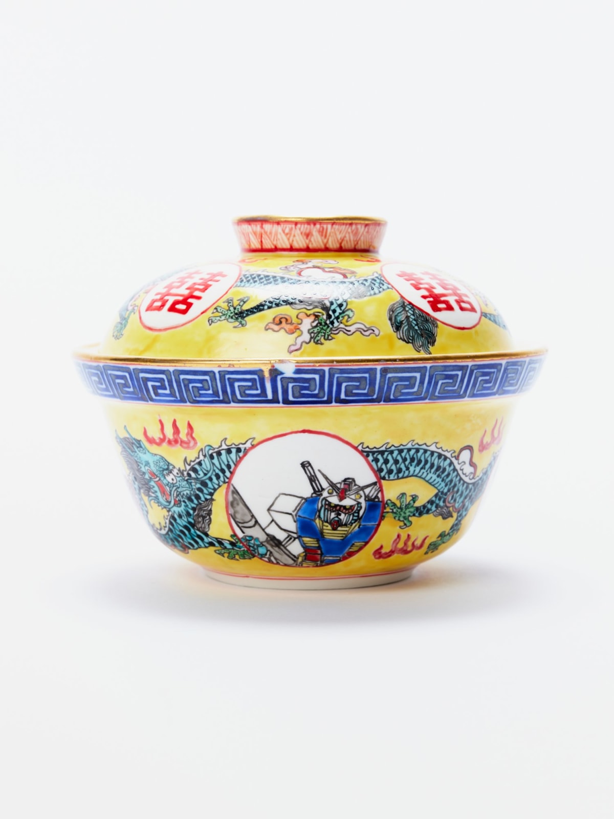 Casey Chen, Yellow-ground dragon bowl, 2024