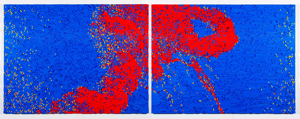 Claire Healy & Sean Cordeiro, T+85_red&blue_diptych, 2013