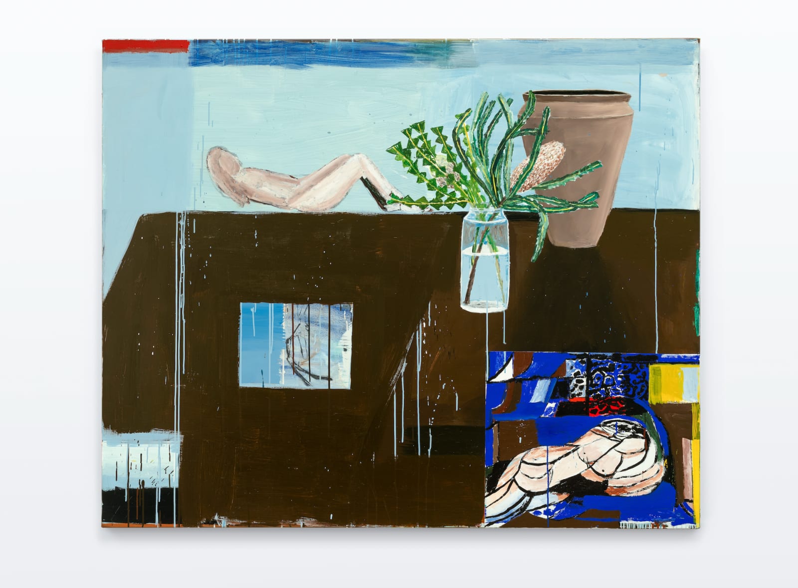 Sally Anderson, Reclining middle mother, PP's nude in a garden, birth plants, NO vessel, 2025