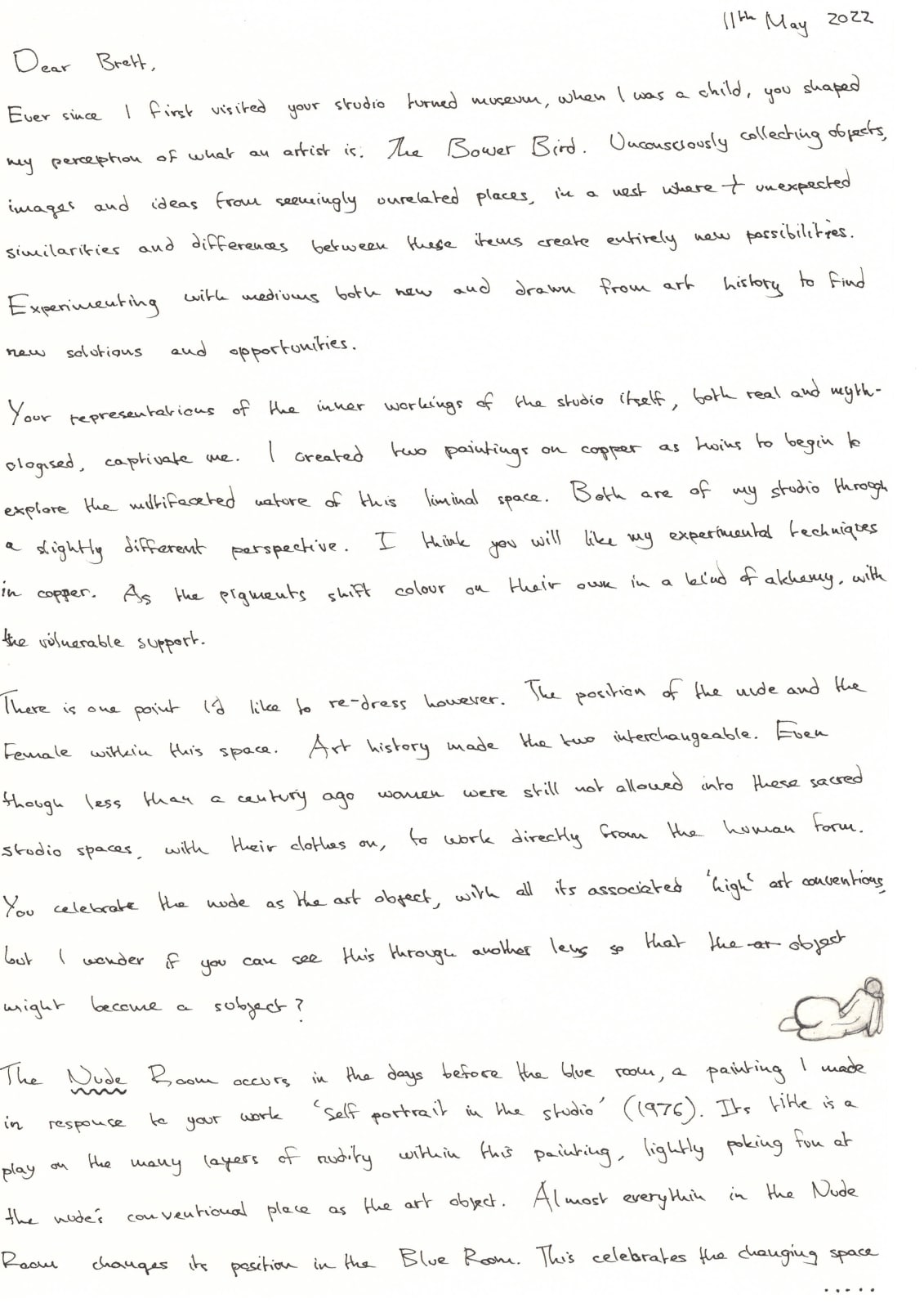 Natasha Walsh, Dear Brett (The Nude Room), 2022